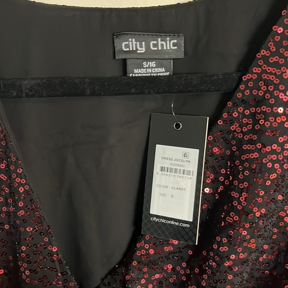 City Chic Sequin Jocelyn Dress in Claret womens size 16 - Picture 7 of 12
